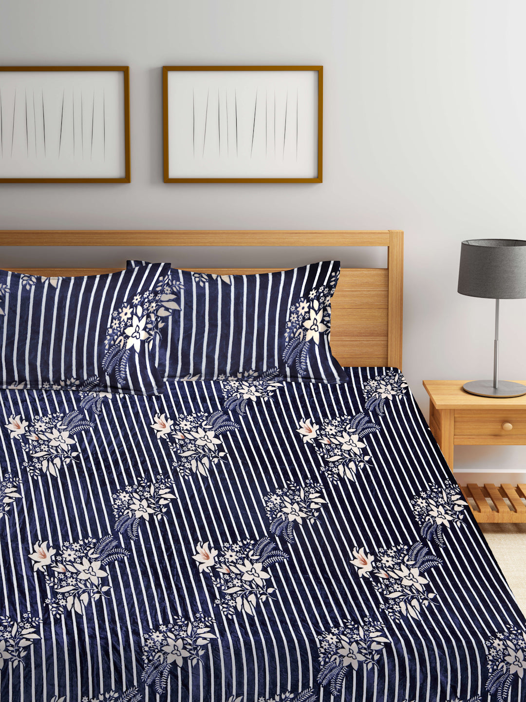 ARRABI® King Size Winter Woolen Bedsheet with 2 Pillow Covers (235 X 215 cm)