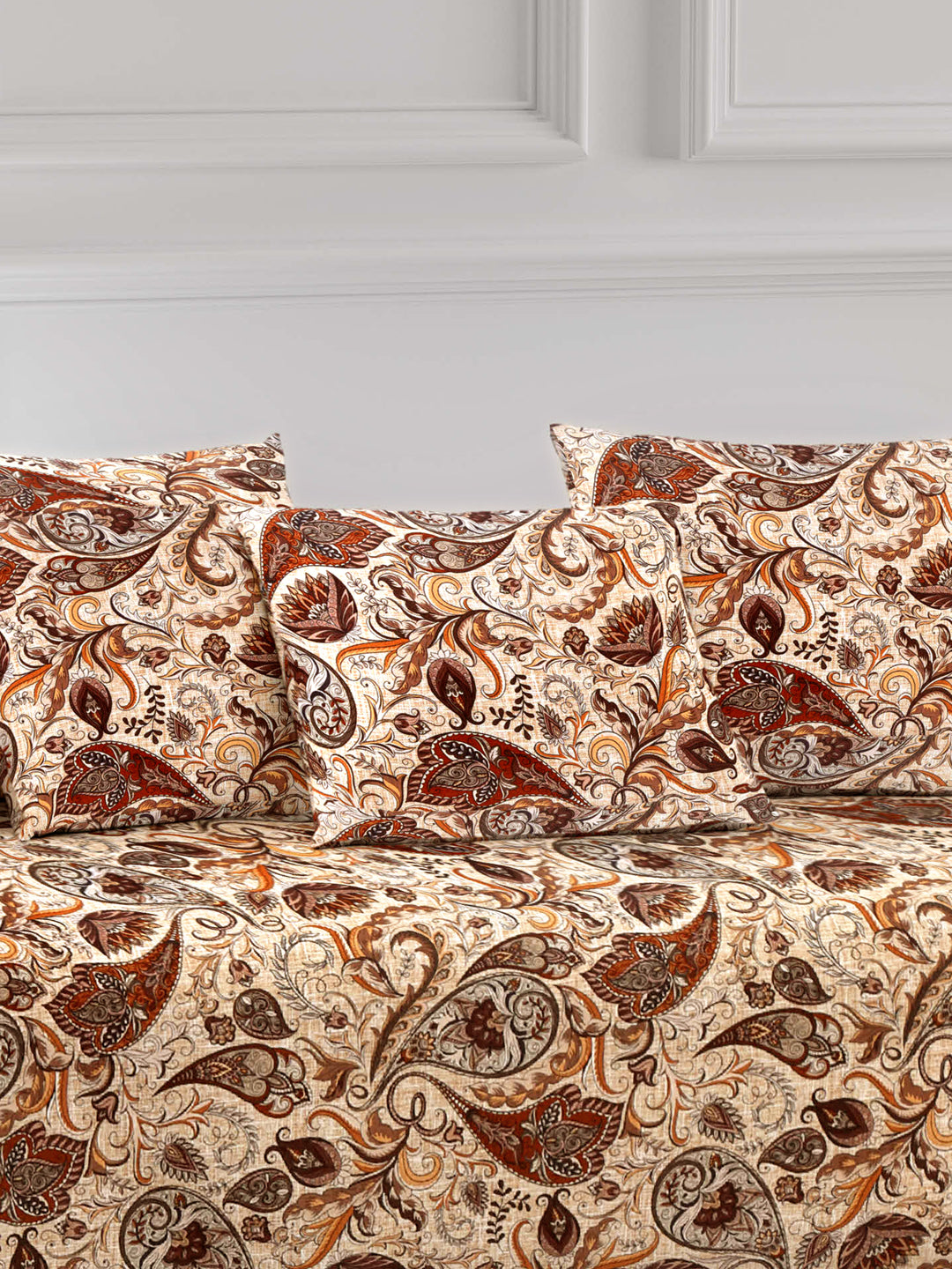 Arrabi Multi Set of 6 Indian Handwoven Chenille Diwan Set (225 x150 cm)