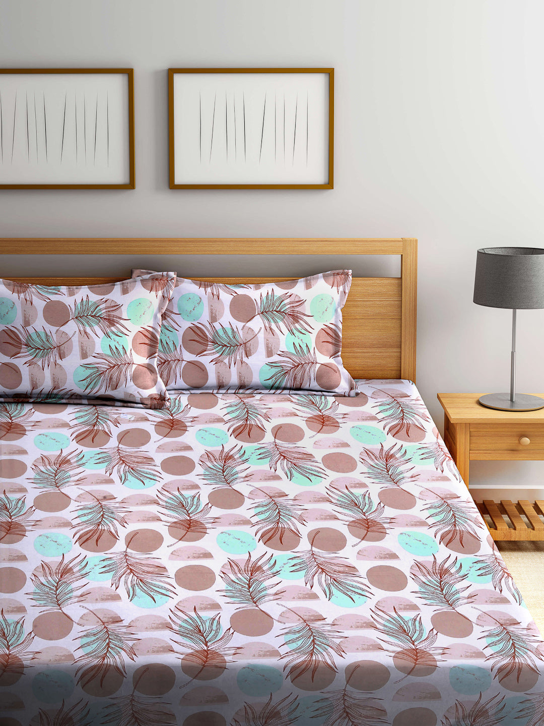 Arrabi Multi Floral 100% Cotton King Size Double Bedsheet with 2 Pillow Covers (250 X 215 cm)