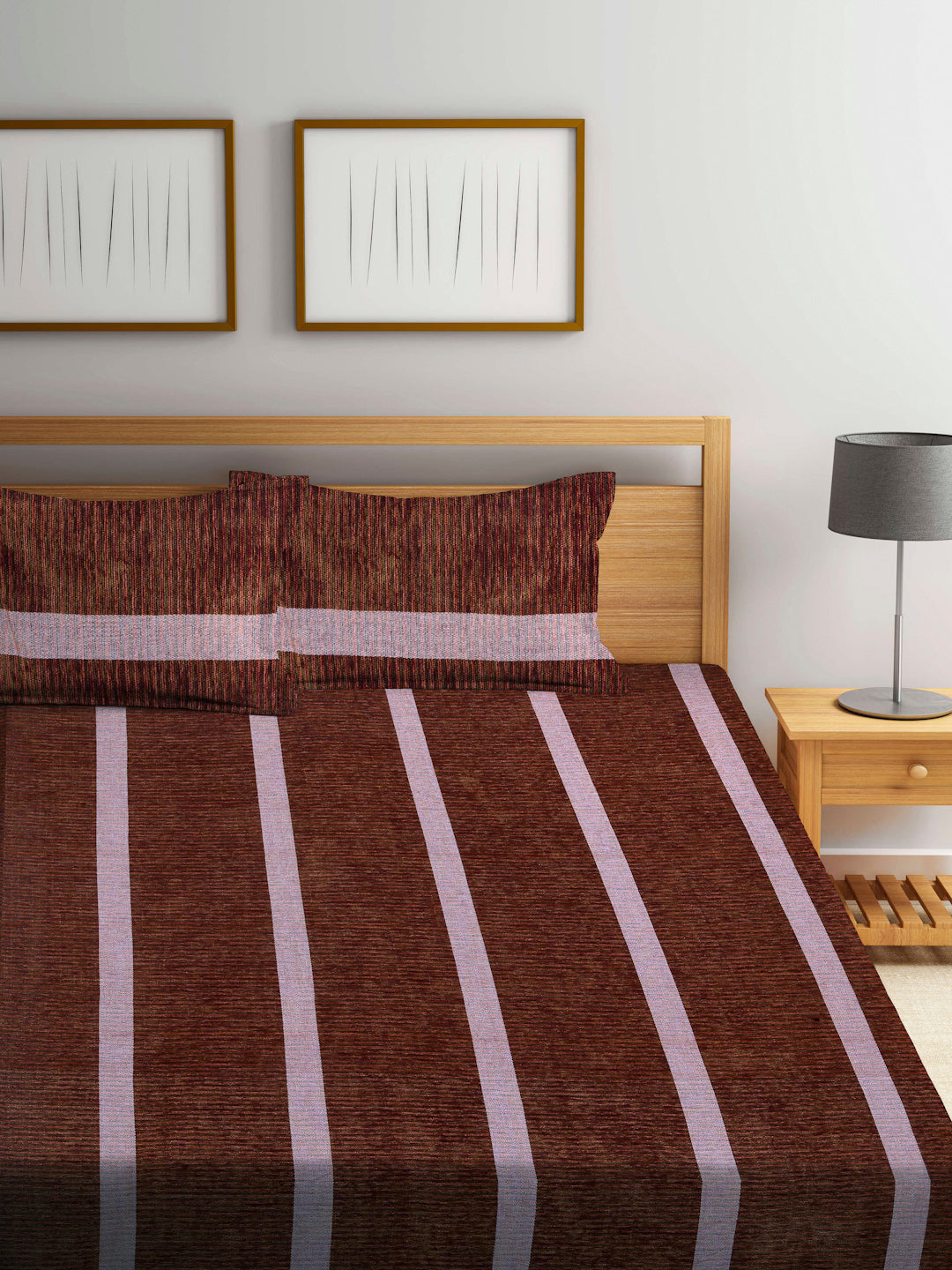 ARRABI® Handwoven Pure Cotton King Size Bedsheets with 2 Pillow Covers (260 X 230 cm)