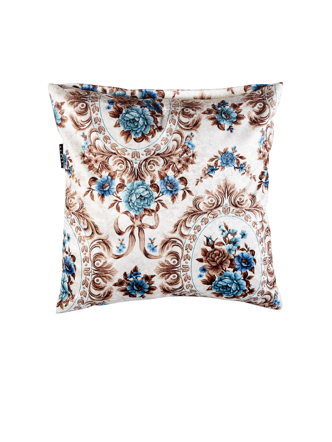 Arrabi Blue Floral TC Chenille Cotton Blend Cushion Covers (Pack of 5) (40 x 40 cm)