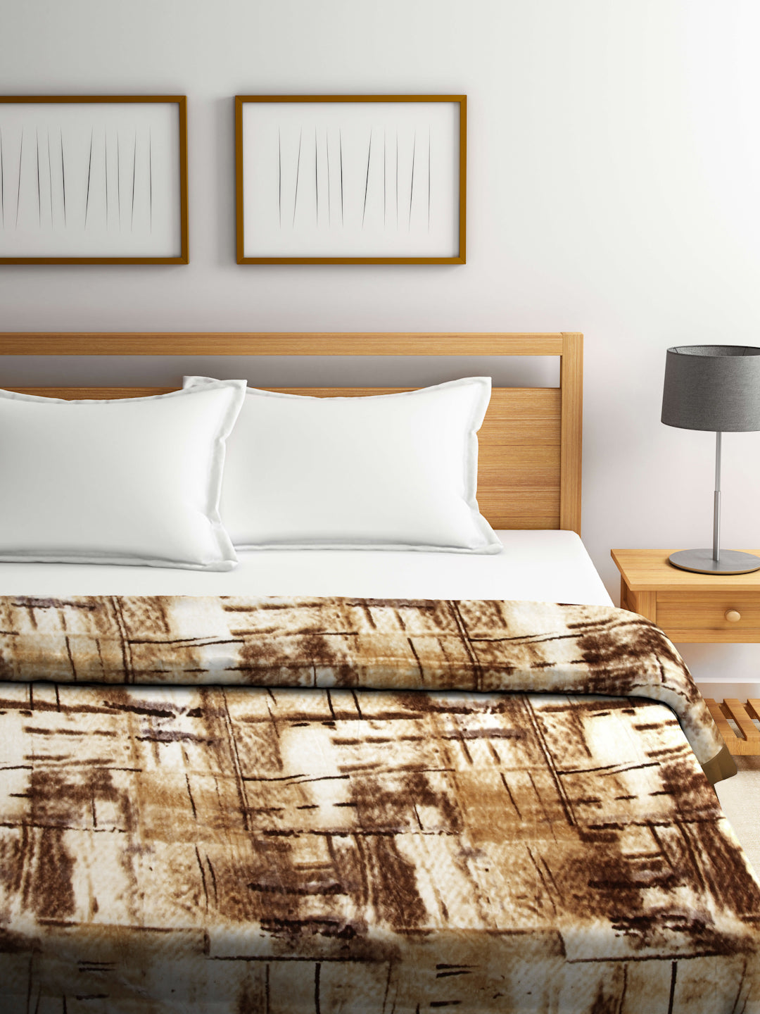 Arrabi Multi Abstract Wool Blend 950 GSM Full Size Double Bed Blanket (220 X 200 cm)