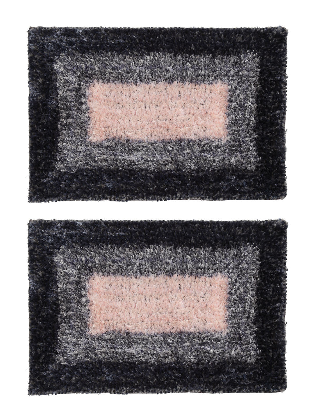 Arrabi Grey Geometric Synthetic Full Size Floor Mat (60 X 40 cm) (Pack of 2)