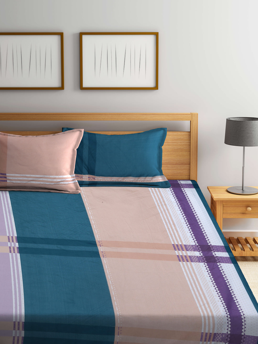 ARRABI® King Size Bedsheet with Two Pillow Covers (250 x 215 cm) (New Arrival)