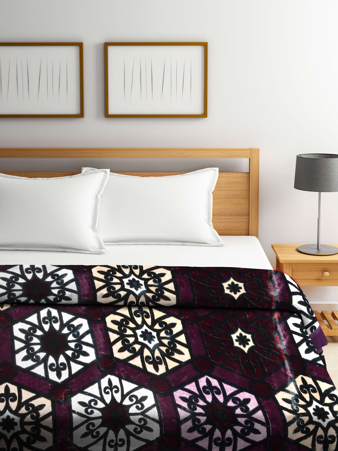 Arrabi Multi Floral Wool Blend 1100 GSM Full Size Double Bed Blanket (220 X 210 cm)