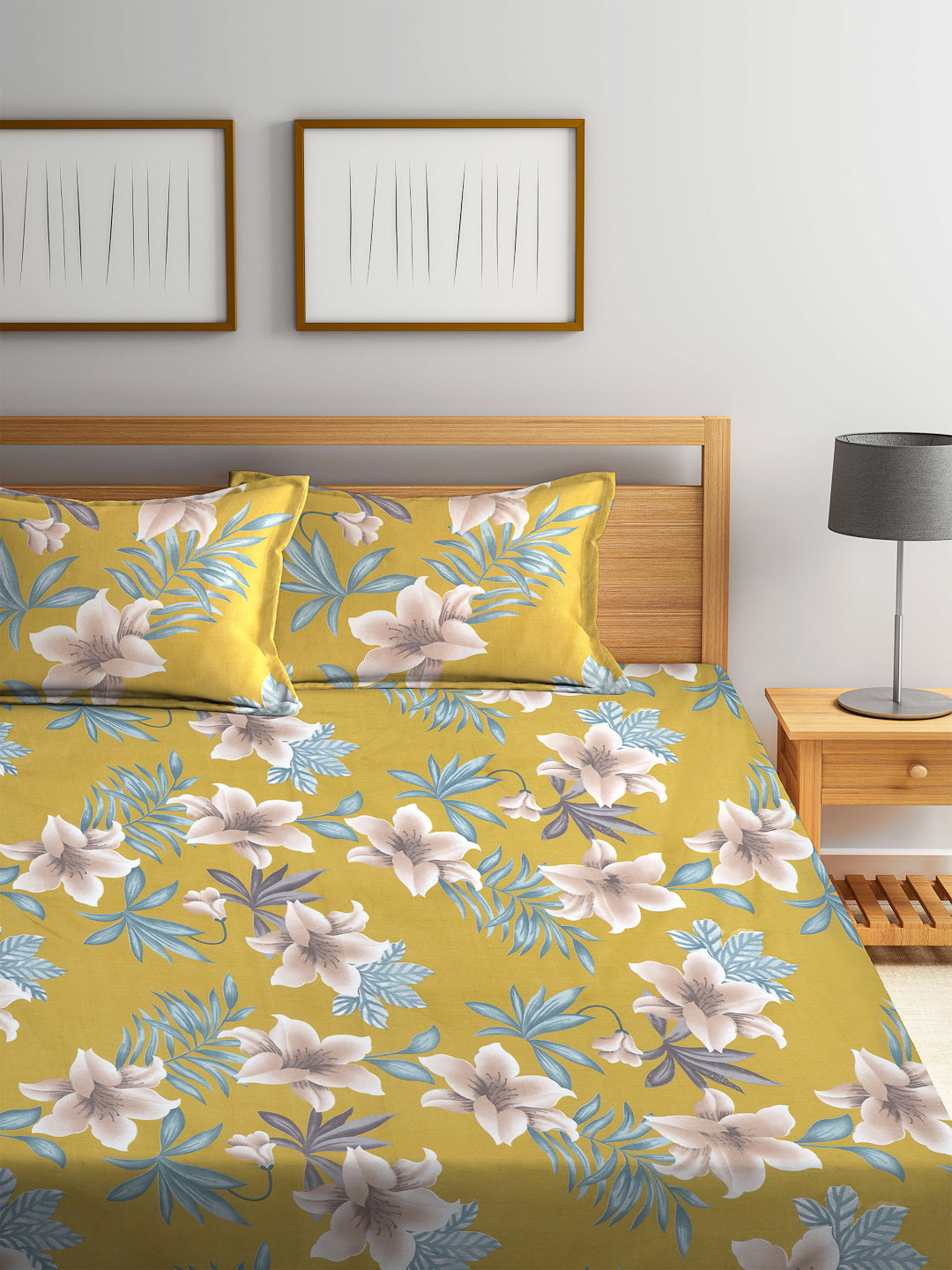 ARRABI® King Size Elastic Fitted Bedsheet with Two Pillow Covers (250 x 225 cm) (Luxury Collection)
