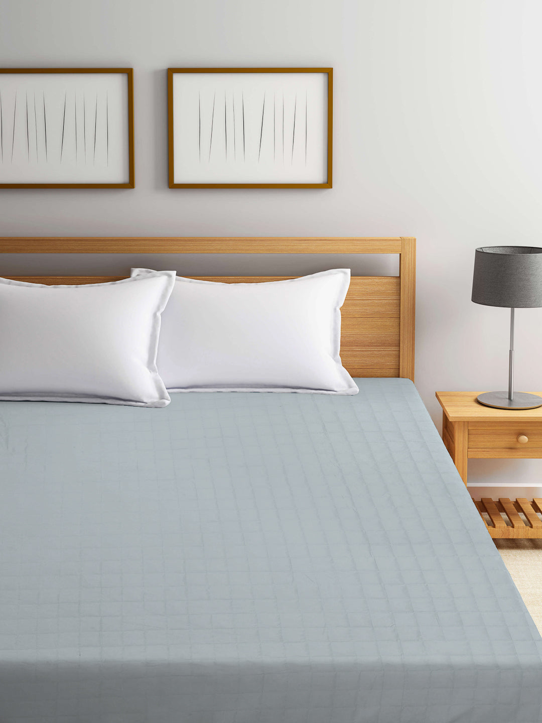 Arrabi Grey Solid TC Cotton Blend 210 GSM Double Bed Size Mattress Protector (250 X 230 cm)