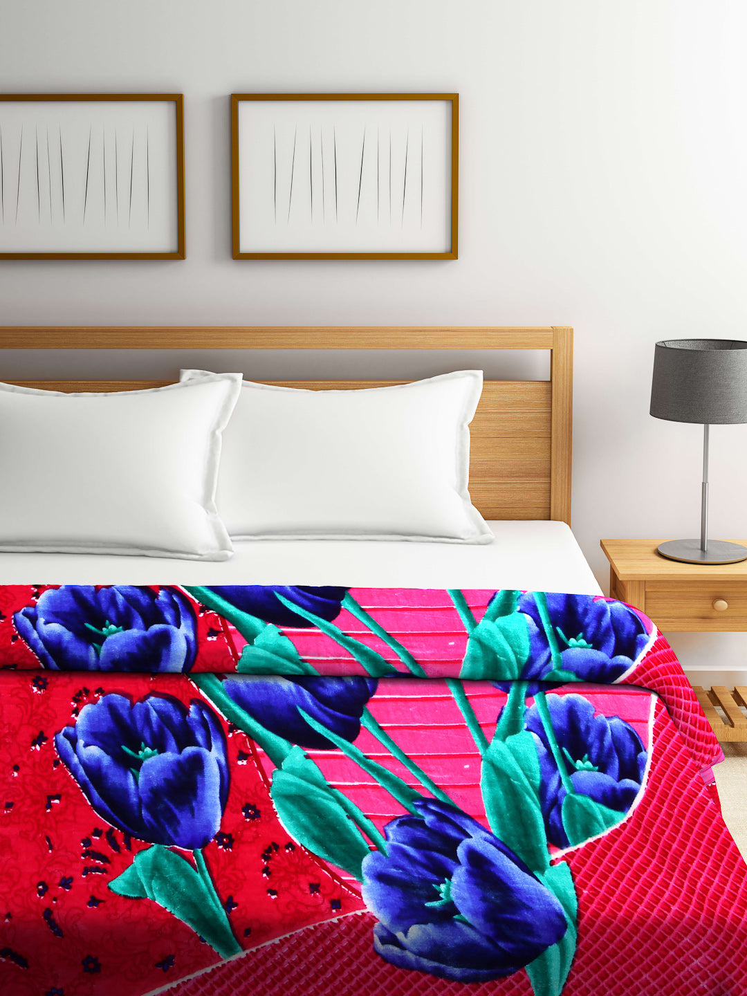 Arrabi Multi Floral Polyester 950 GSM King Size Double Bed Blanket (225 x 210 cm )