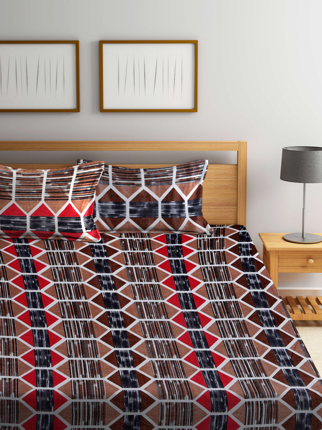 ARRABI® King Size Winter Woolen Bedsheet with 2 Pillow Covers (235 X 215 cm)