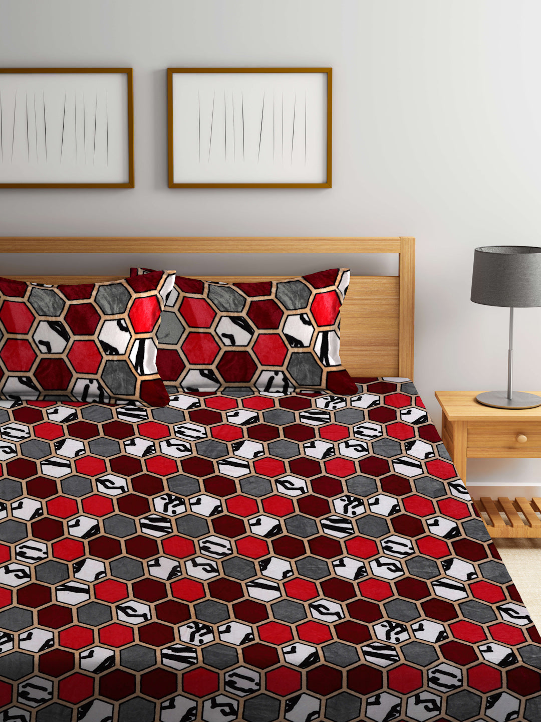 ARRABI® King Size Winter Woolen Bedsheet with 2 Pillow Covers (235 X 215 cm)