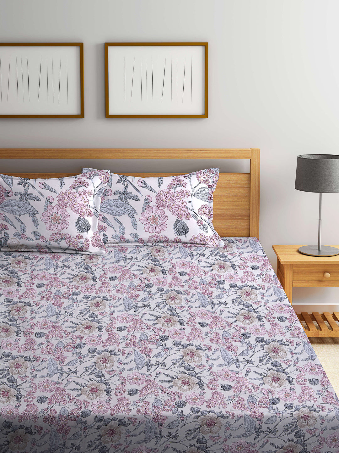 ARRABI® Super King Size Bedsheet with Two Pillow Covers (270 x 260 cm)