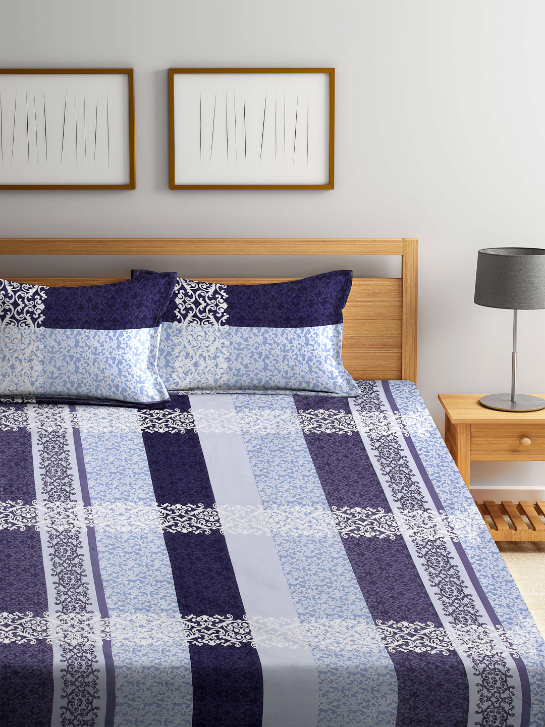 ARRABI® King Size Elastic Fitted Bedsheet with Two Pillow Covers (250 x 225 cm) (Luxury Collection)