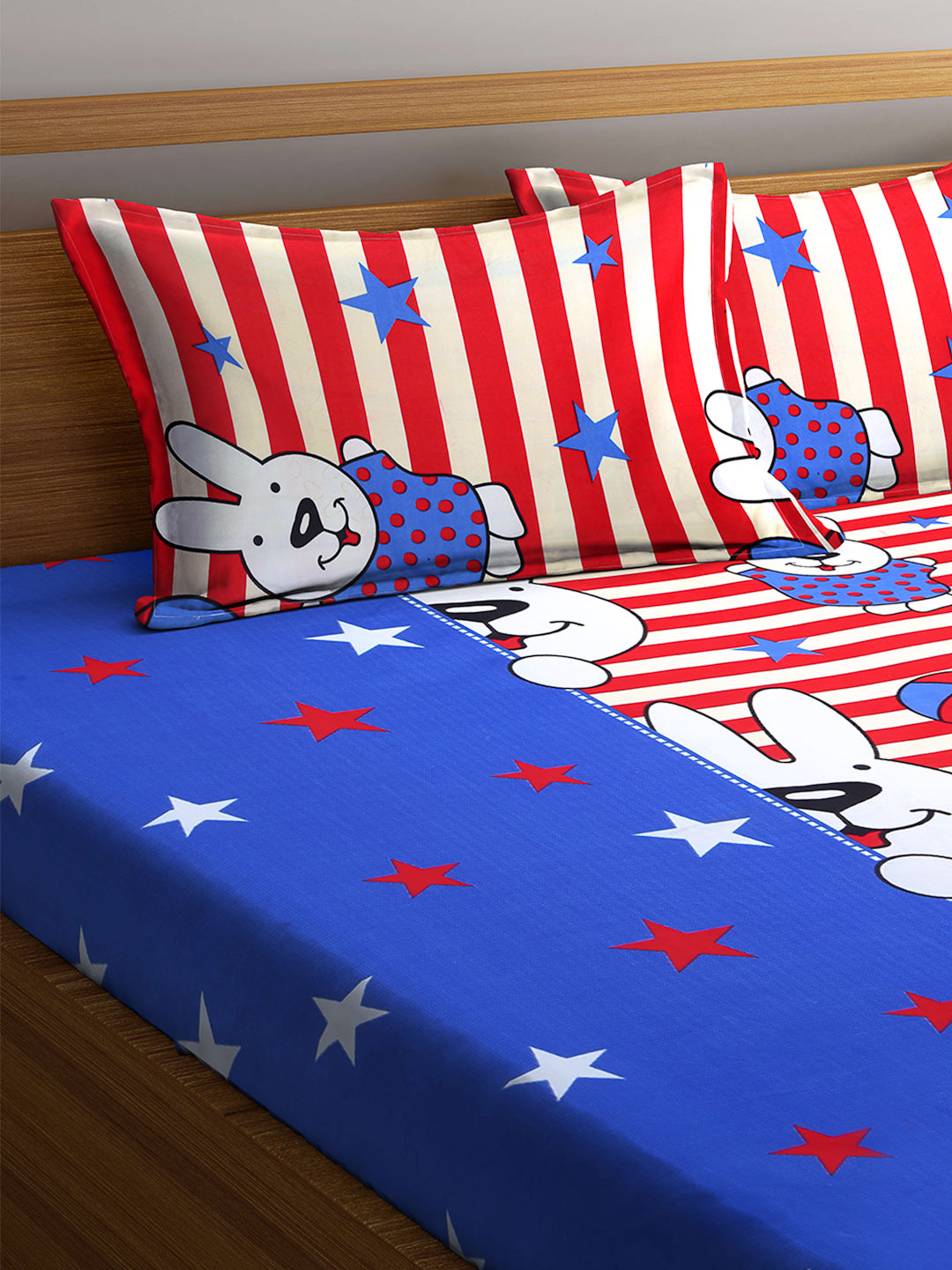 Kid's Special King Size Cotton Blend Bed Sheet Set with 2 Pillow Covers by Arrabi® (250 x 225 cm)