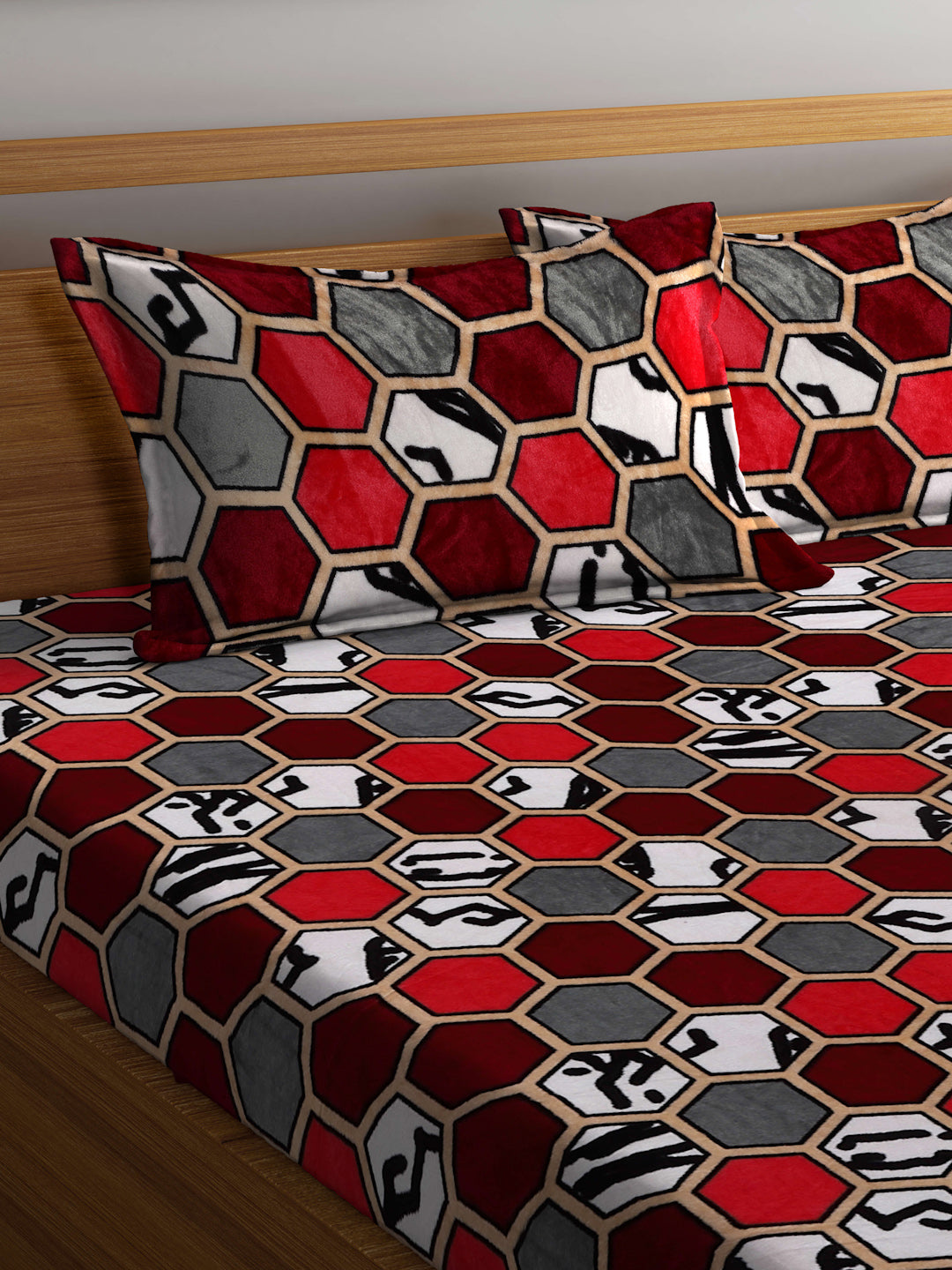 ARRABI® King Size Winter Woolen Bedsheet with 2 Pillow Covers (235 X 215 cm)