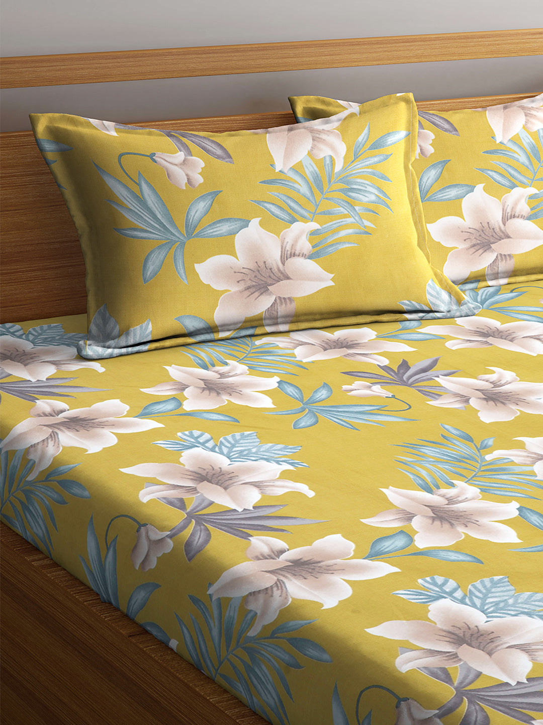 ARRABI® King Size Elastic Fitted Bedsheet with Two Pillow Covers (250 x 225 cm) (Luxury Collection)