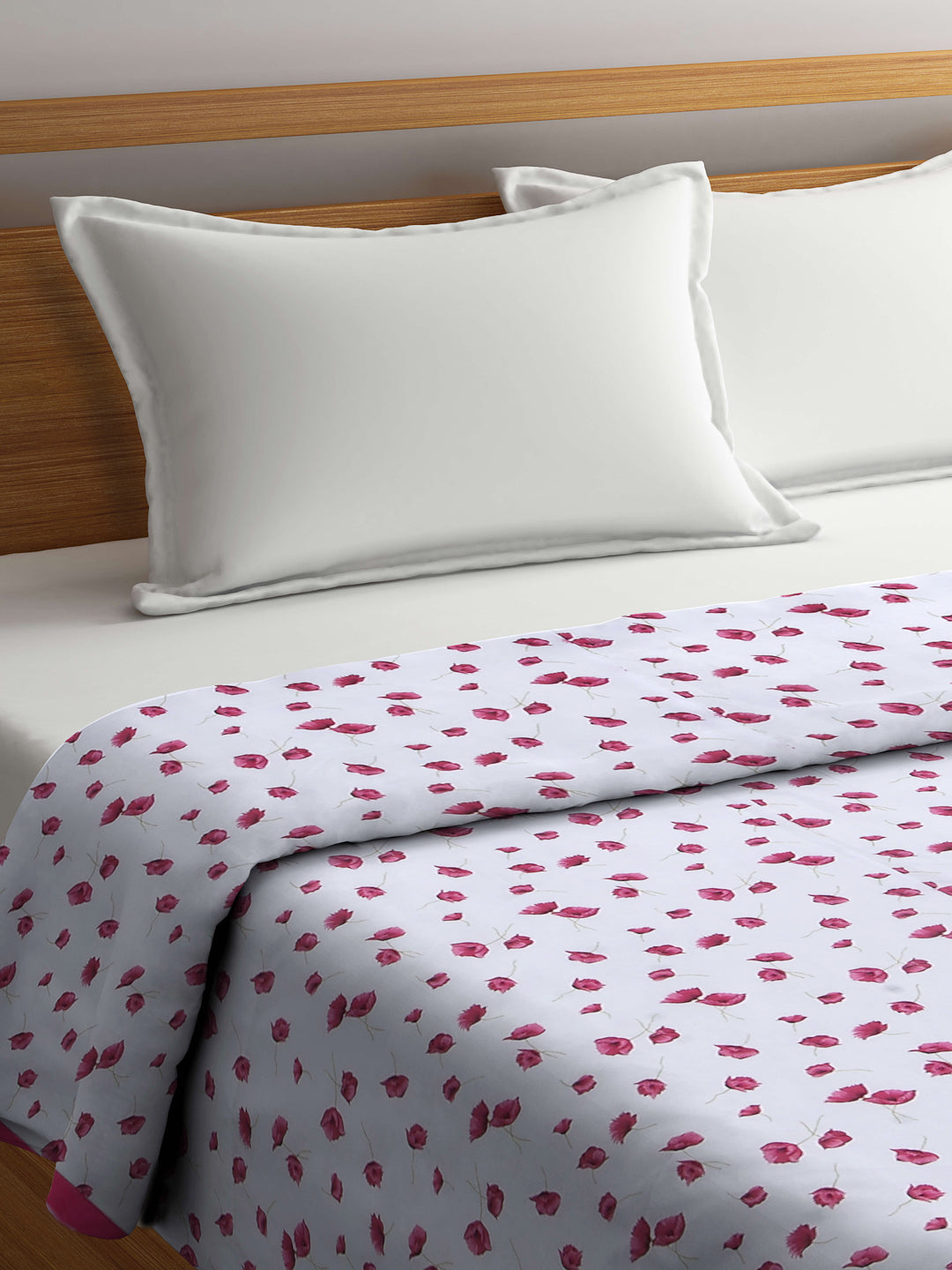 Arrabi Pink Floral TC Cotton Blend 300 GSM King Size Double Dohar (240 x 210 cm)