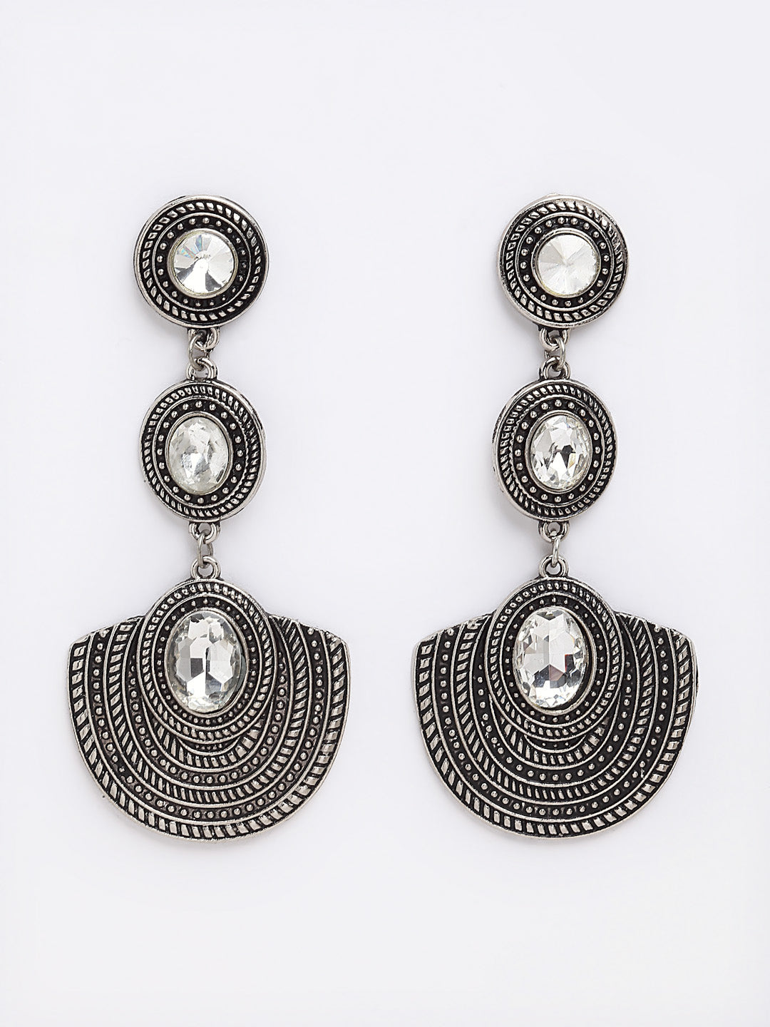 Arrabi Metallic Oxidised Earrings (Set of 2) (10 cm)