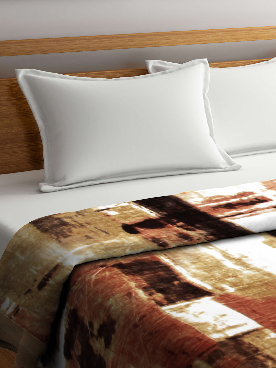 Arrabi Brown Abstract Wool Blend 950 GSM Full Size Double Bed Blanket (220 X 210 cm)