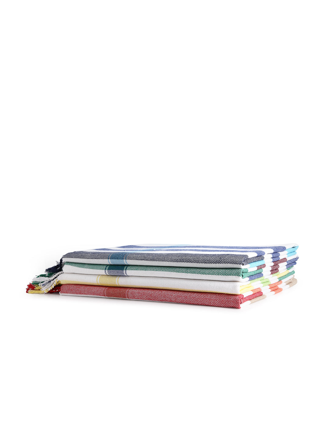 Arrabi Multi Striped Handwoven Cotton Bath Towel (Set of 4) (150 X 75 Cm)
