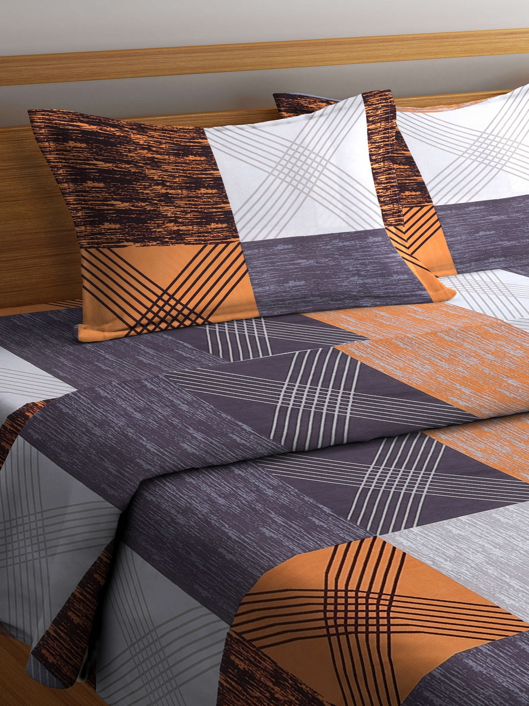 Arrabi Multi Geometric TC Cotton Blend Double Size Comforter Bedding Set with 2 Pillow Cover