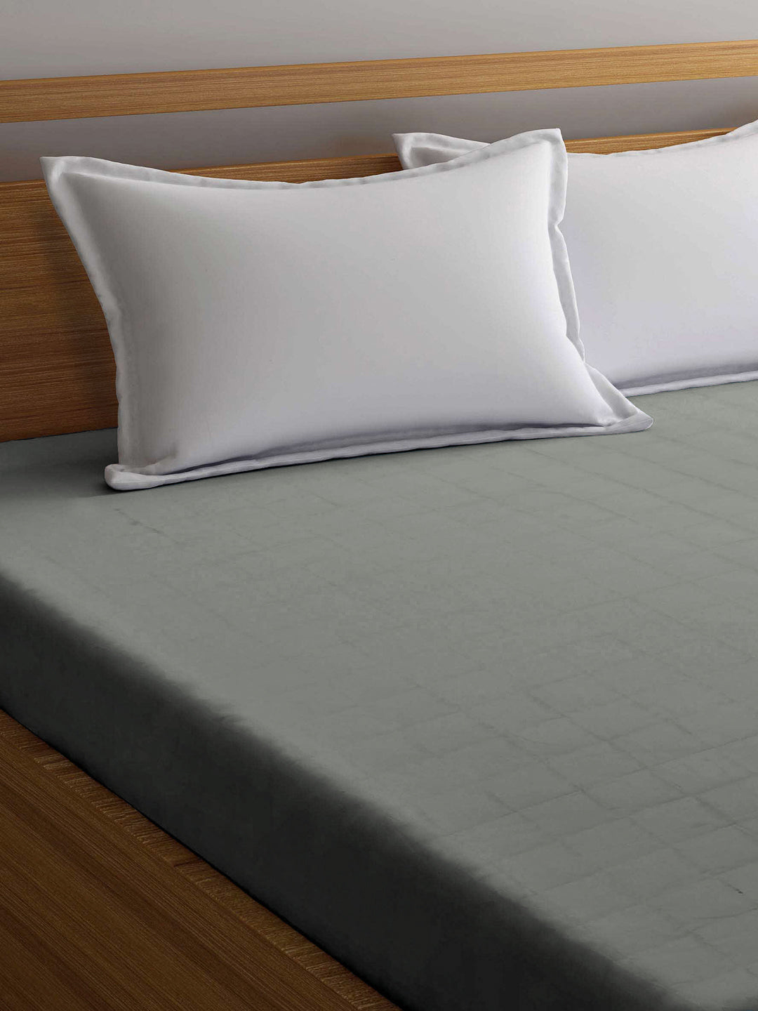Arrabi Grey Solid TC Cotton Blend 210 GSM Double Bed Size Mattress Protector (250 X 230 cm)