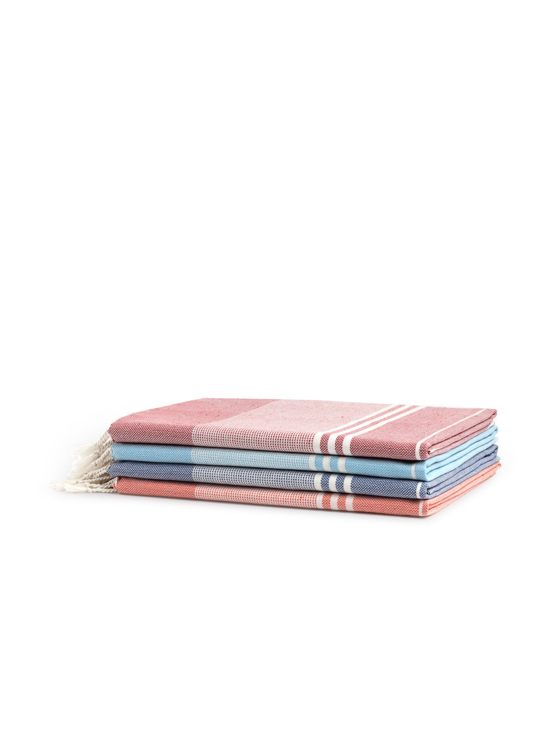 Arrabi Multi Stripes Handwoven Cotton Bath Towel (Set of 4) (150 x 75 cm)