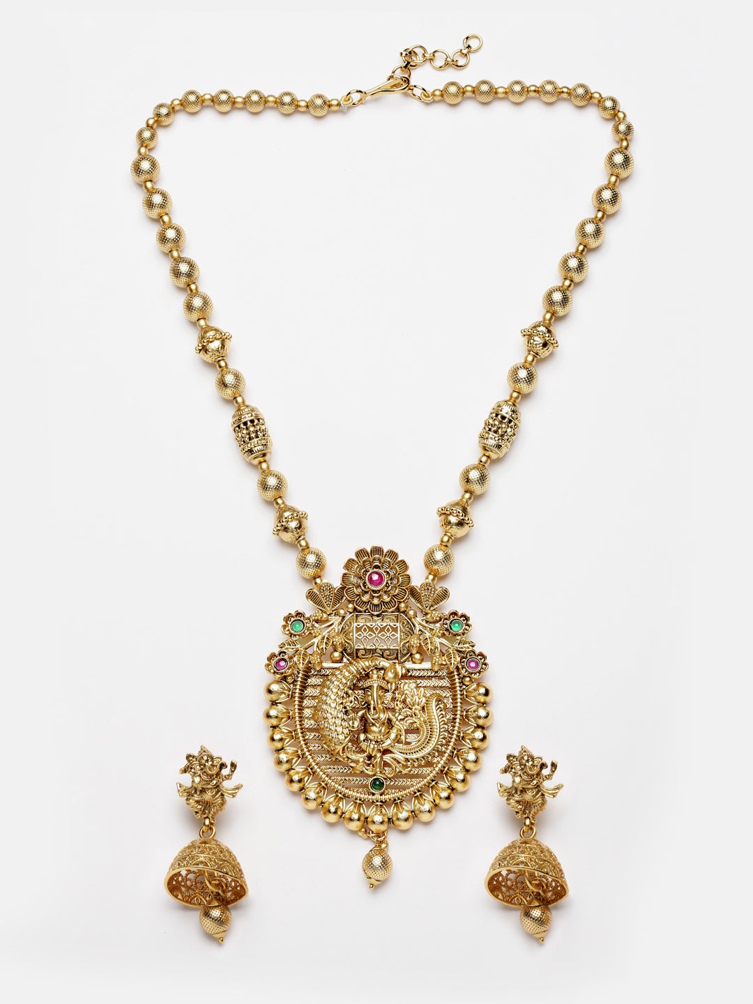 Arrabi Gold Handcrafted Jewellery Set with 2 Earrings(56 cm)