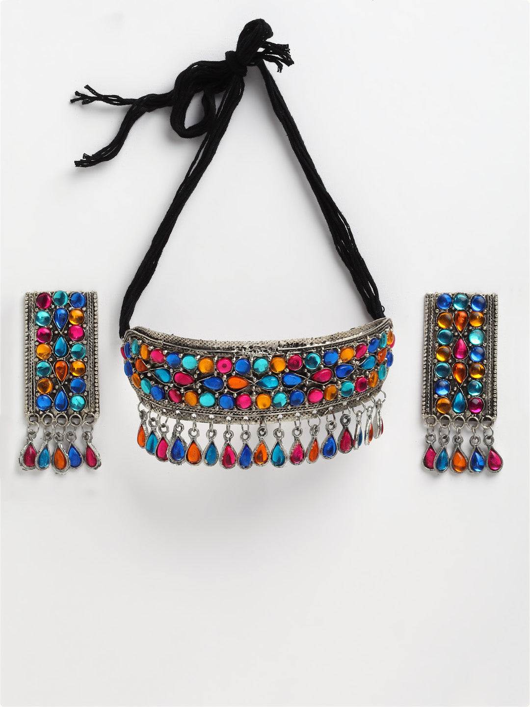 Arrabi Multi Oxidised Jewellery Set with 2 Earrings (40 cm)