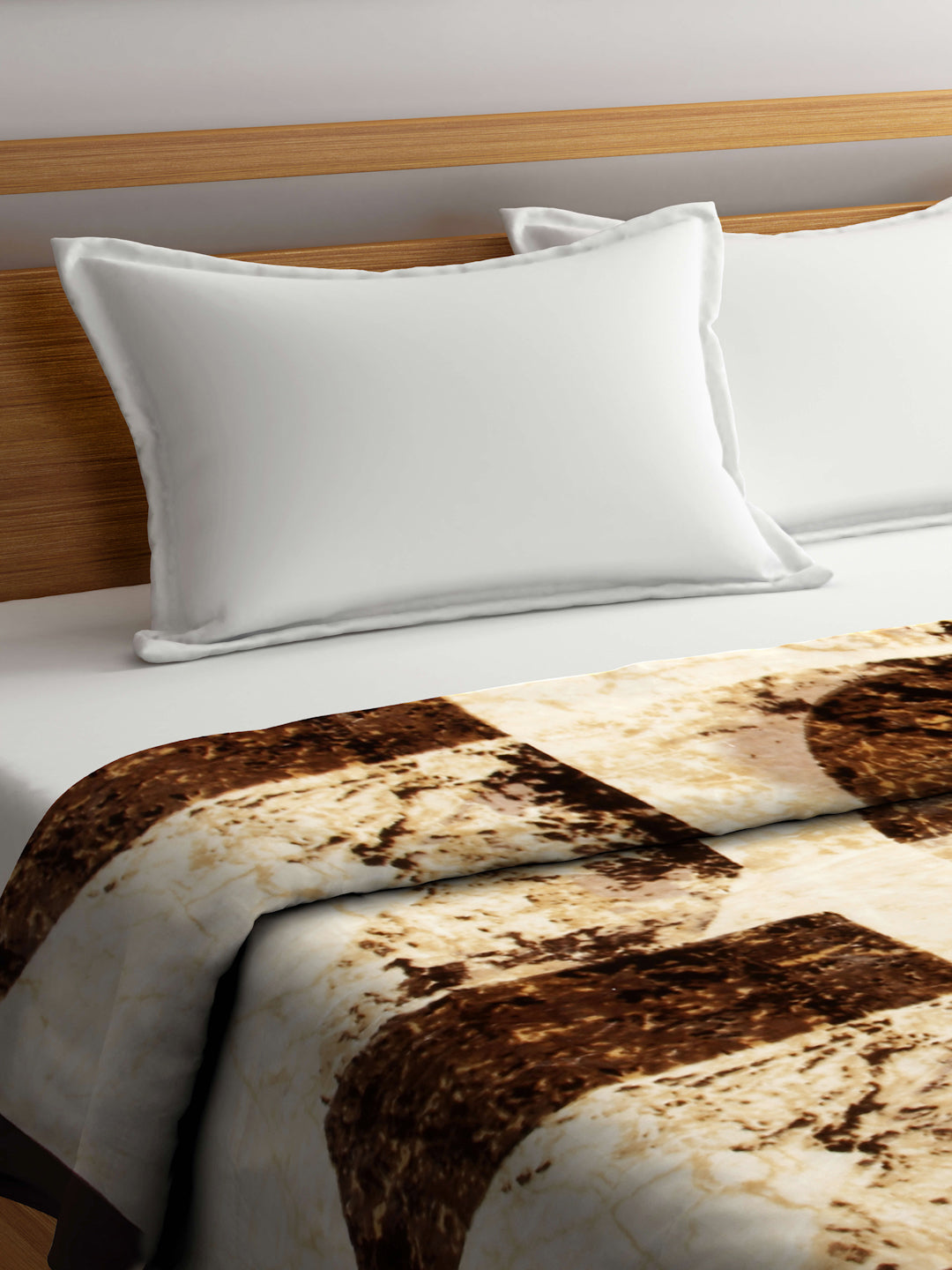 Arrabi Brown Abstract Wool Blend 1100 GSM Full Size Double Bed Blanket (230 X 200 cm)