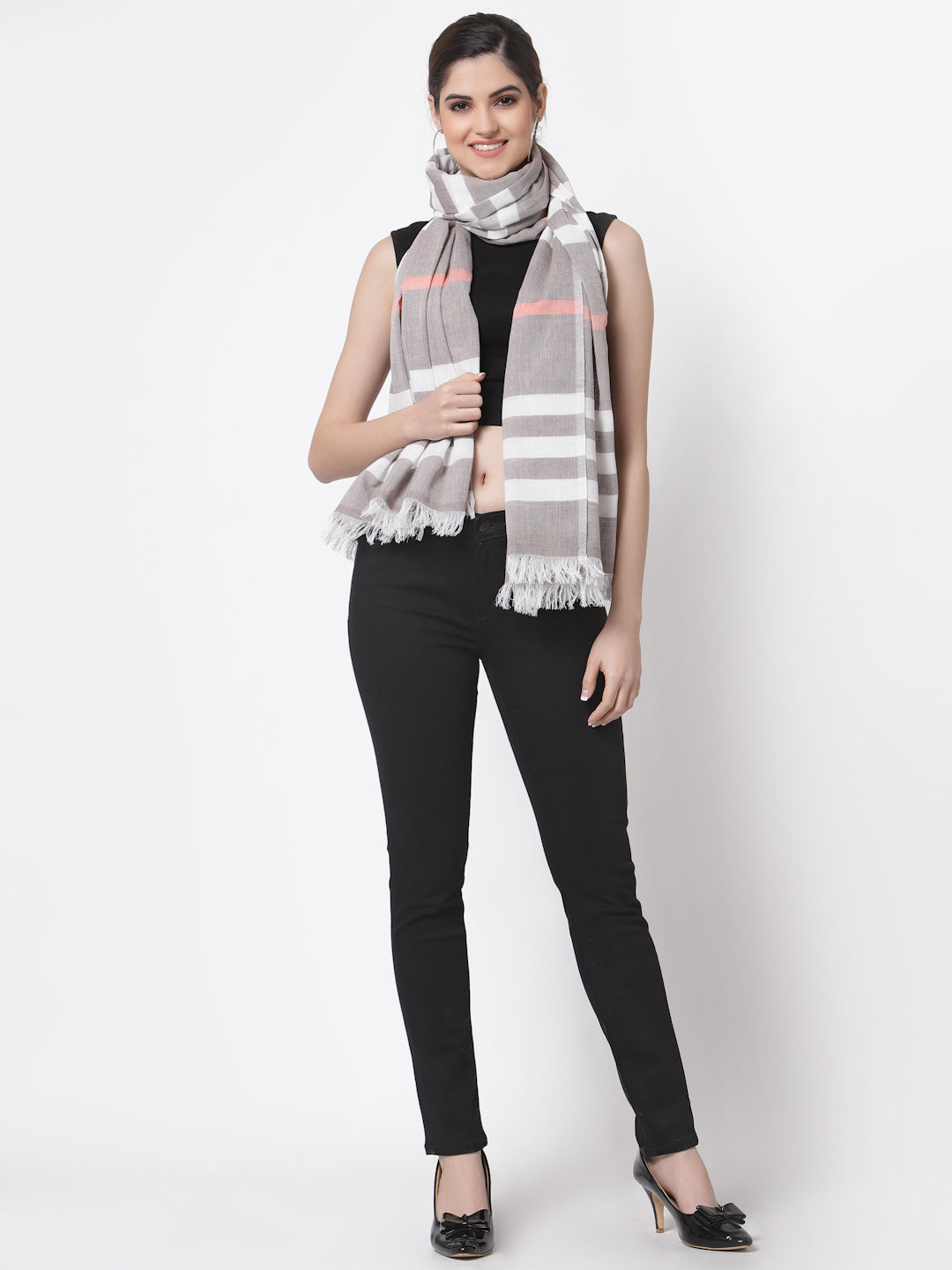 Arrabi Multi Solid Handwoven Cotton Full Size 2 Stoles (Pack of 2) (185 x 85 cm)