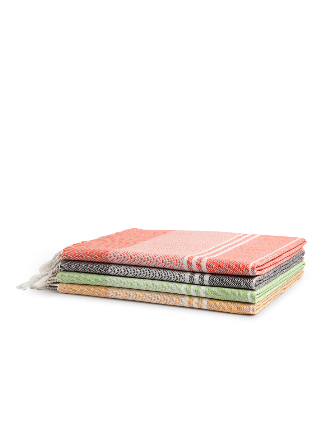 Arrabi Multi Stripes Handwoven Cotton Bath Towel (Set of 4) (150 x 75 cm)