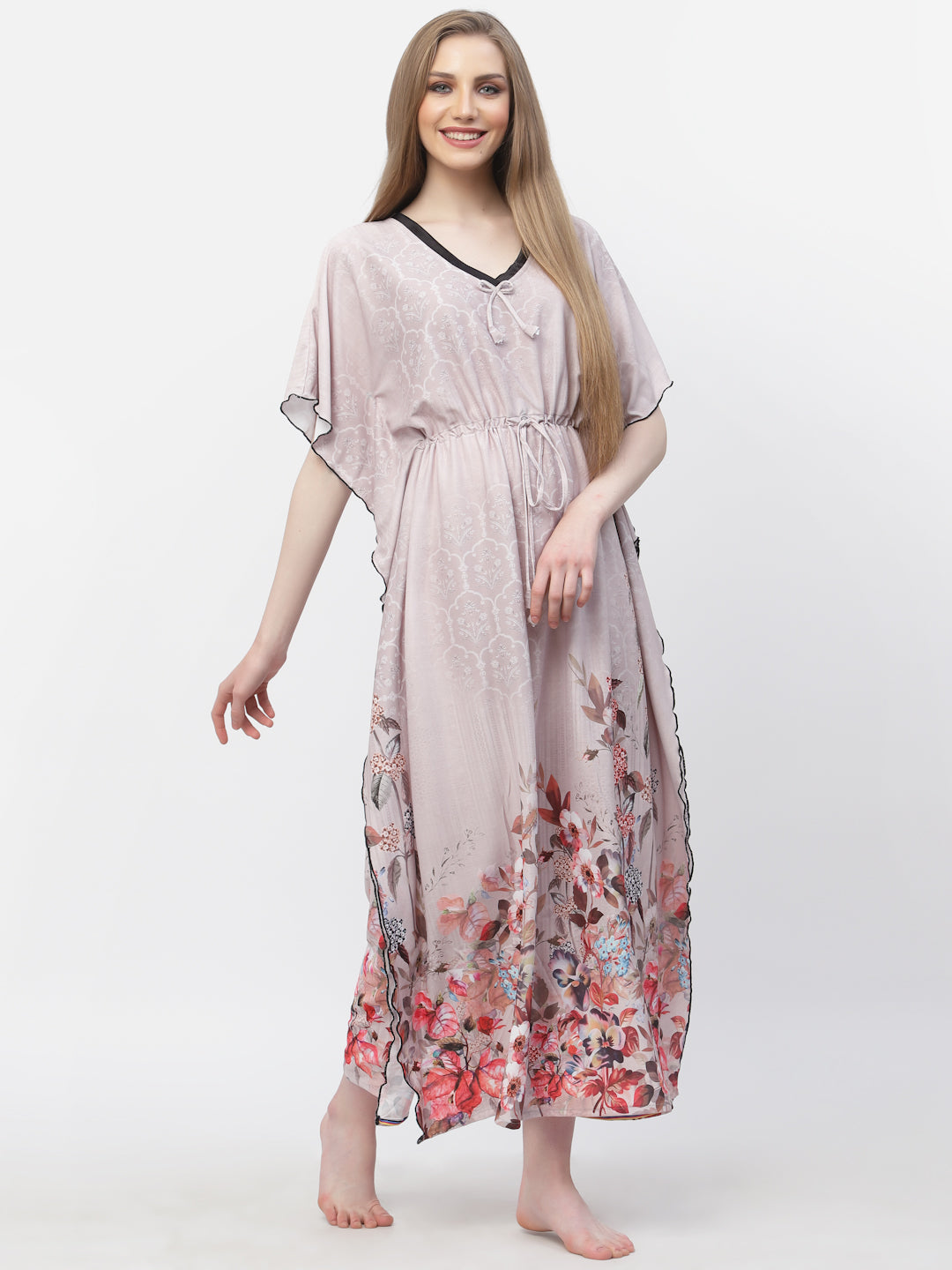 Arrabi Women Multi Floral Kaftan Dress