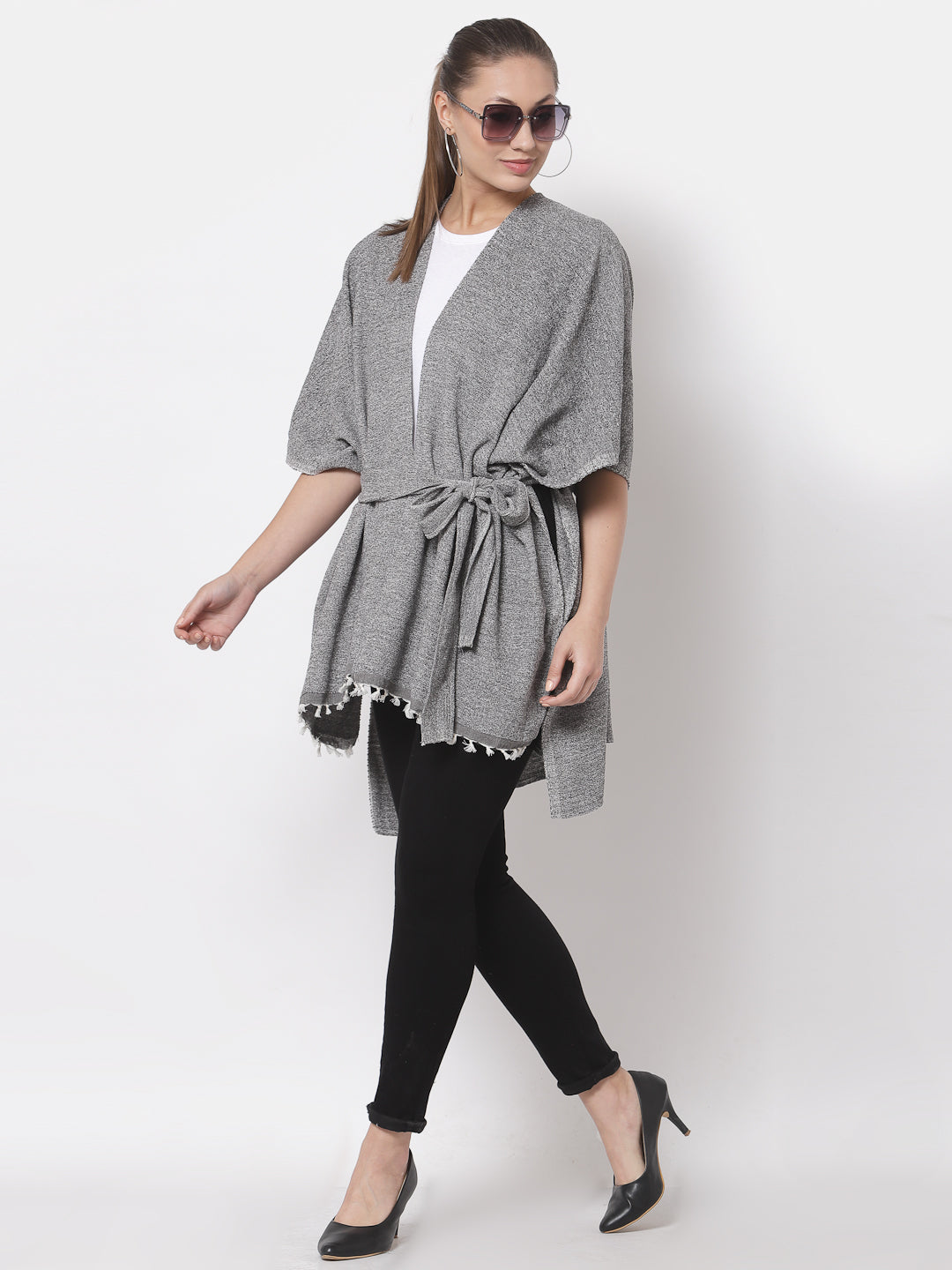 Arrabi Multi Solid Cotton Chenille Full Size 2 Shrug with Belt (Pack of 2) (160 x 100 cm)