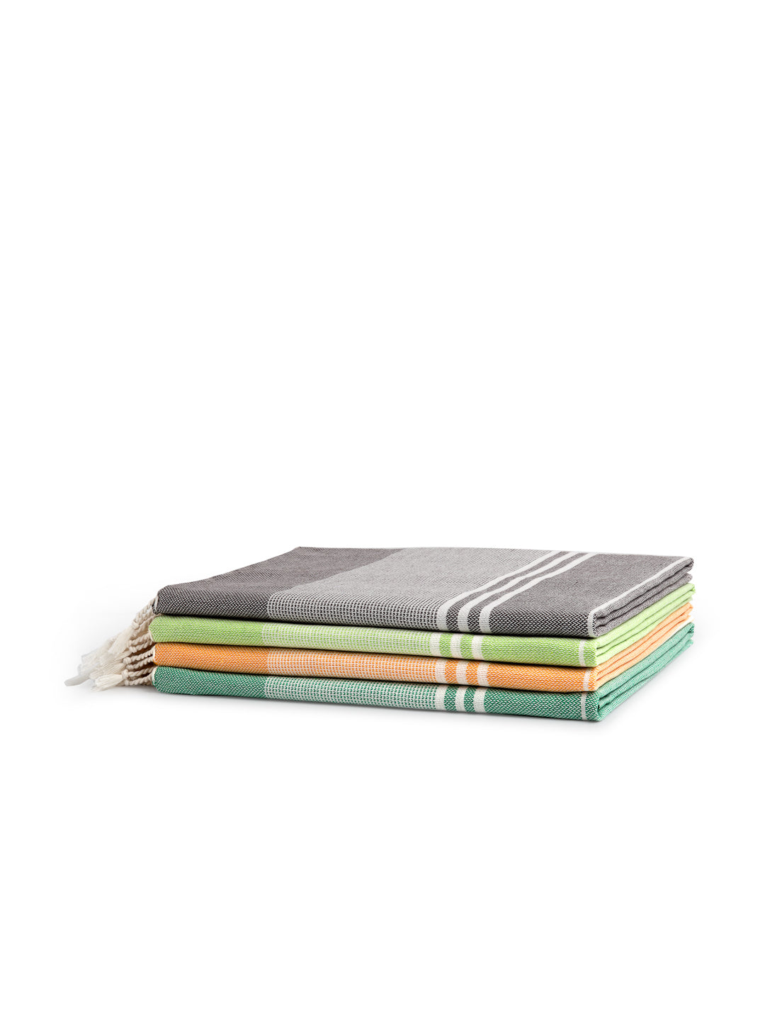 Arrabi Multi Stripes Handwoven Cotton Bath Towel (Set of 4) (150 x 75 cm)