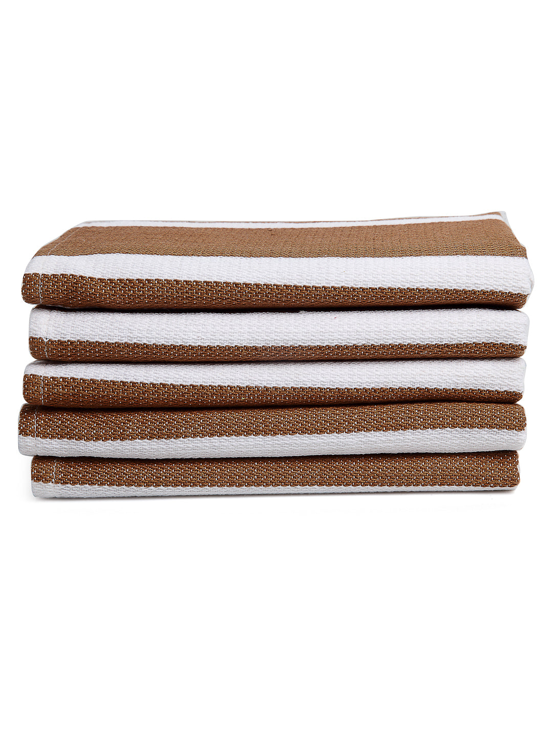 Arrabi Brown Stripes Handwoven Cotton Hand Towel (Set of 5) (85 X 35 cm)