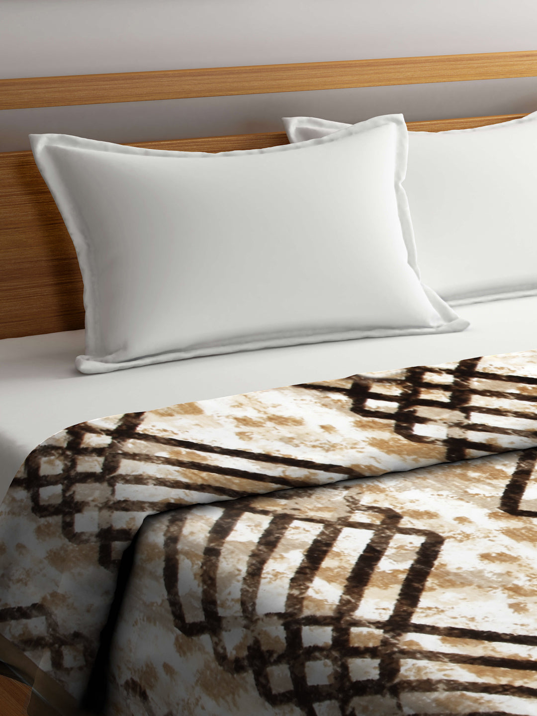 Arrabi Brown Checks Wool Blend 900 GSM Full Size Double Bed Blanket (230 X 210 cm)