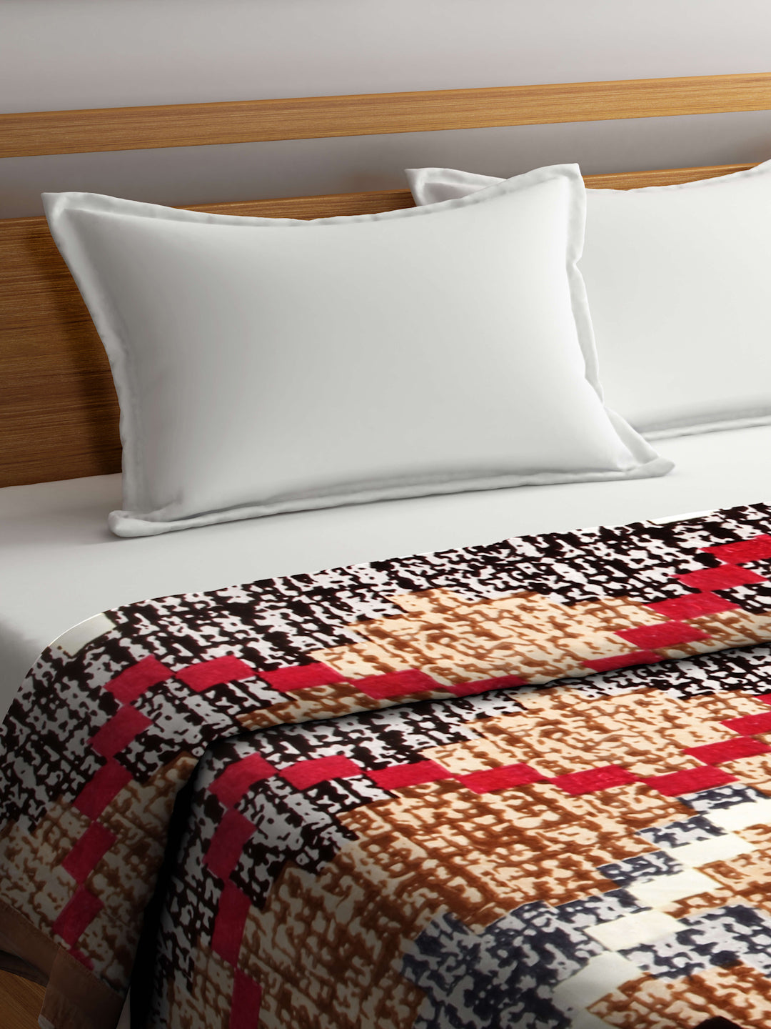 Arrabi Multi Abstract Wool Blend 950 GSM Full Size Double Bed Blanket (240 X 210 cm)