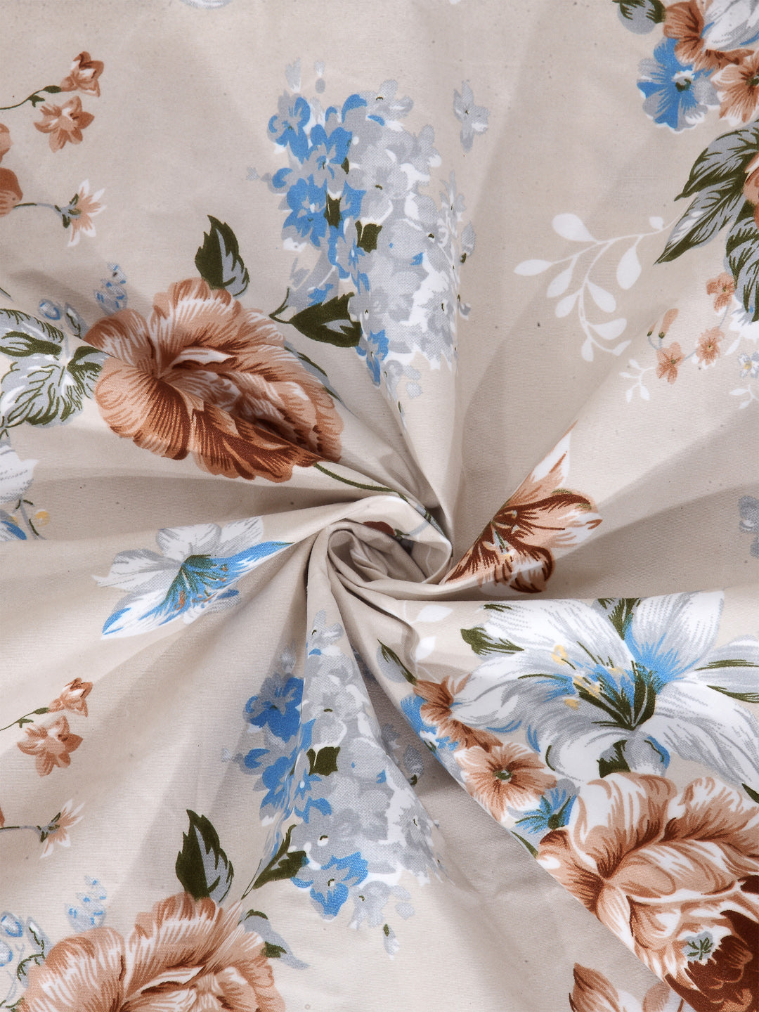 Arrabi Multi Floral TC Cotton Blend Double Size Bedsheet with 2 Pillow Cover