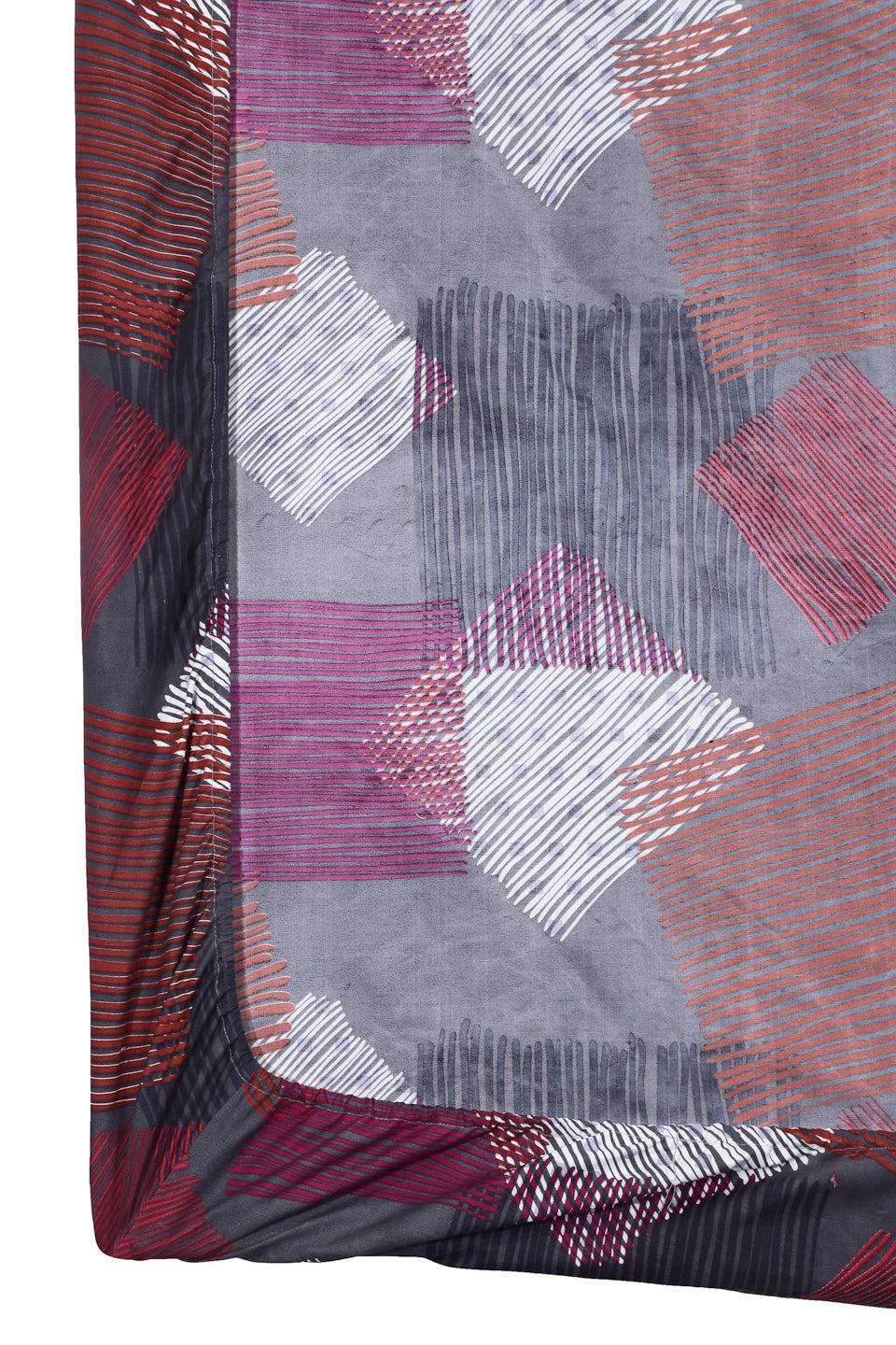 Arrabi Multi Geometric TC Cotton Blend Double Size Fitted Bedsheet with 2 Pillow Covers (250 X 220 cm)