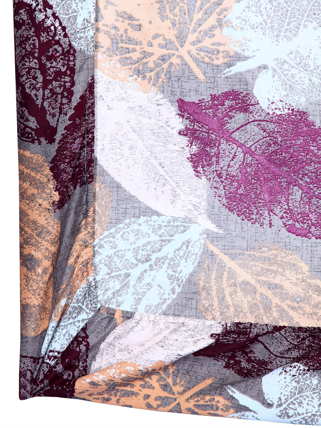 Arrabi Multi Leaf TC Cotton Blend Double Size Fitted Bedsheet with 2 Pillow Covers (250 X 220 cm)