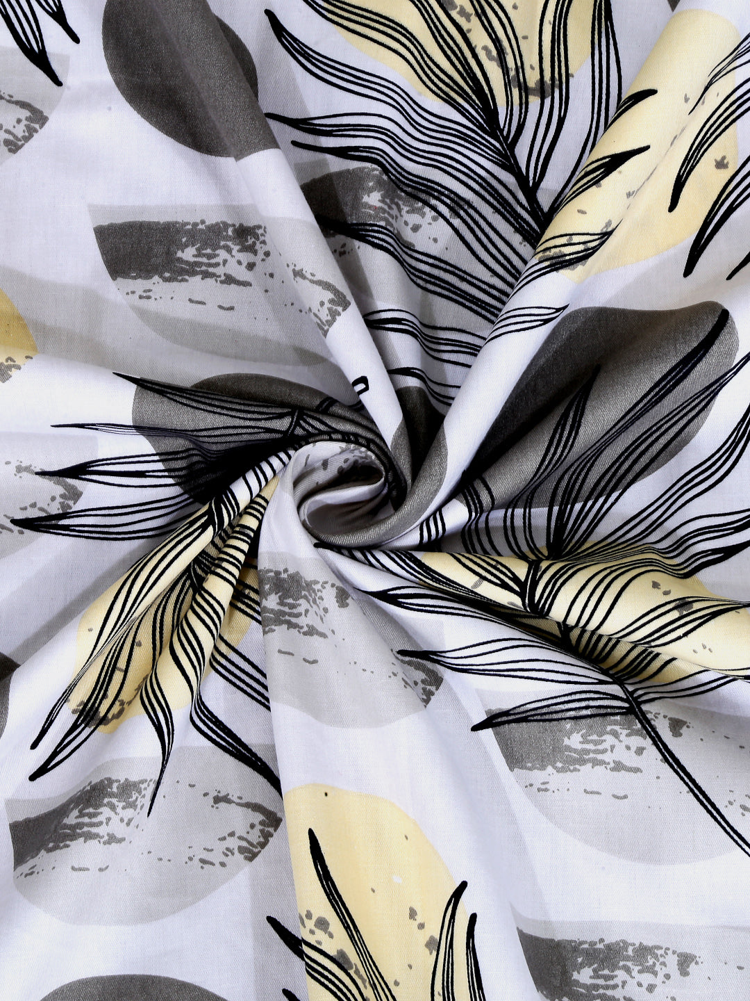 Arrabi Grey Floral 100% Cotton King Size Double Bedsheet with 2 Pillow Covers (250 X 215 cm)