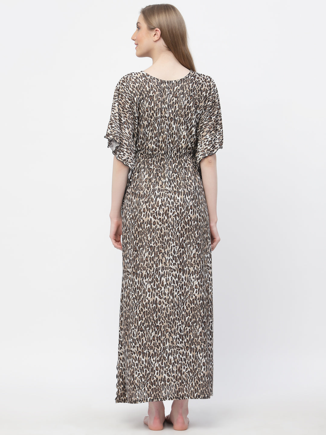 Arrabi Women Brown Graphic Kaftan Dress