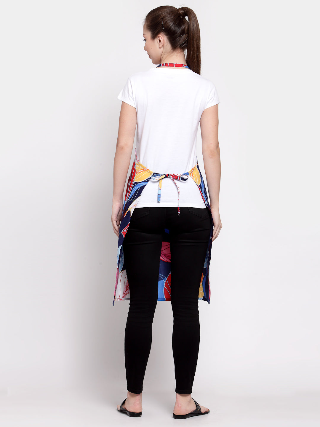 Arrabi Multi Leaf Cotton Blend Apron With 2 Patch Pocket (85 x 70 cm)