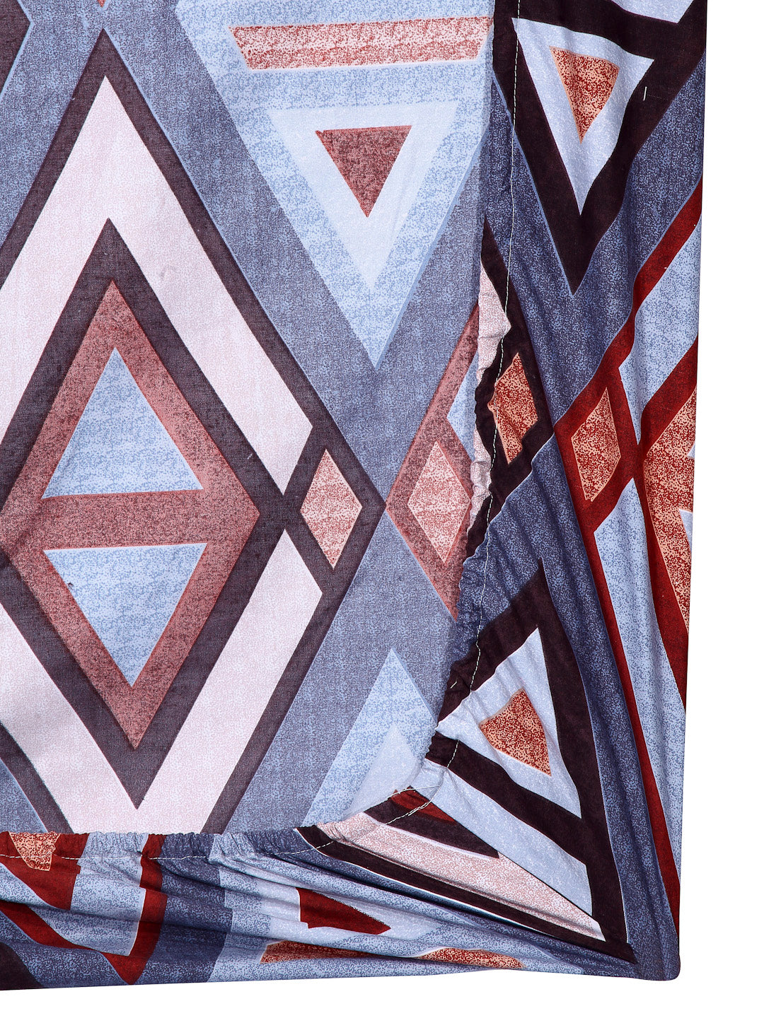 Arrabi Multi Geometric TC Cotton Blend Double Size Fitted Bedsheet with 2 Pillow Covers (250 X 220 cm)