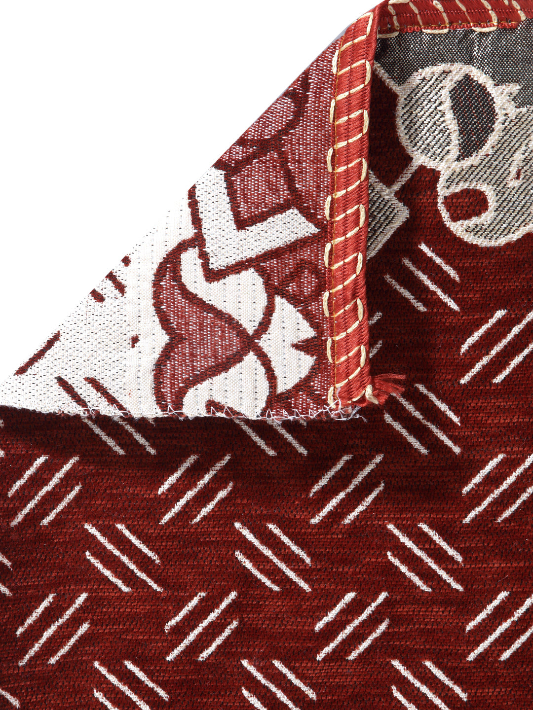 Arrabi Orange Indian TC Cotton Blend Double 5 Seater Sofa Covers (165 X 65 cm)