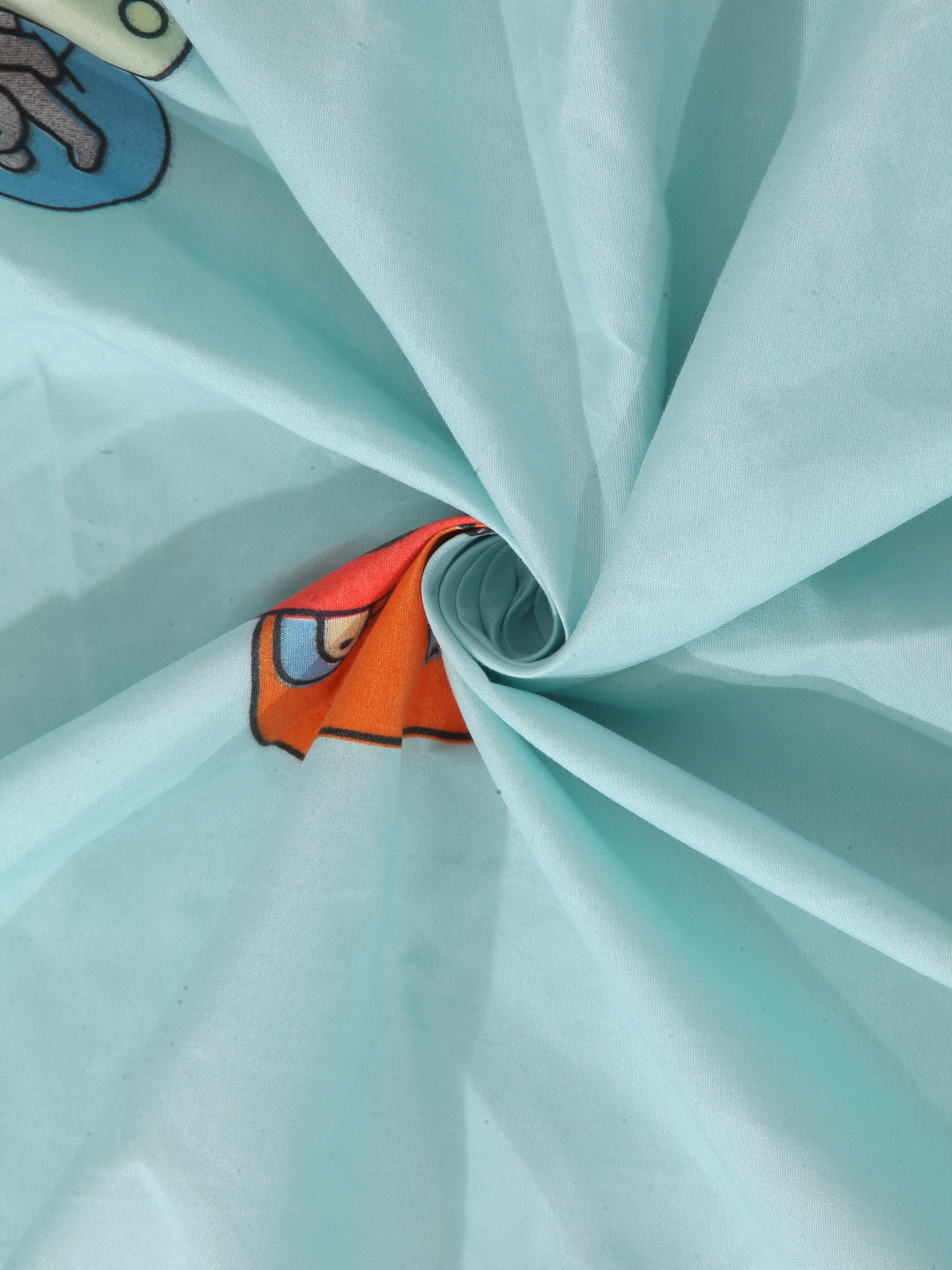 Arrabi Blue Cartoon TC Cotton Blend Double Size Bedsheet with 2 Pillow Covers (250 x 215 cm)