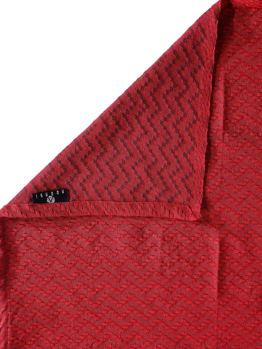 Arrabi Red Stripes Handwoven Cotton King Size Bedsheet with 2 Pillow Covers (260 X 230 cm)
