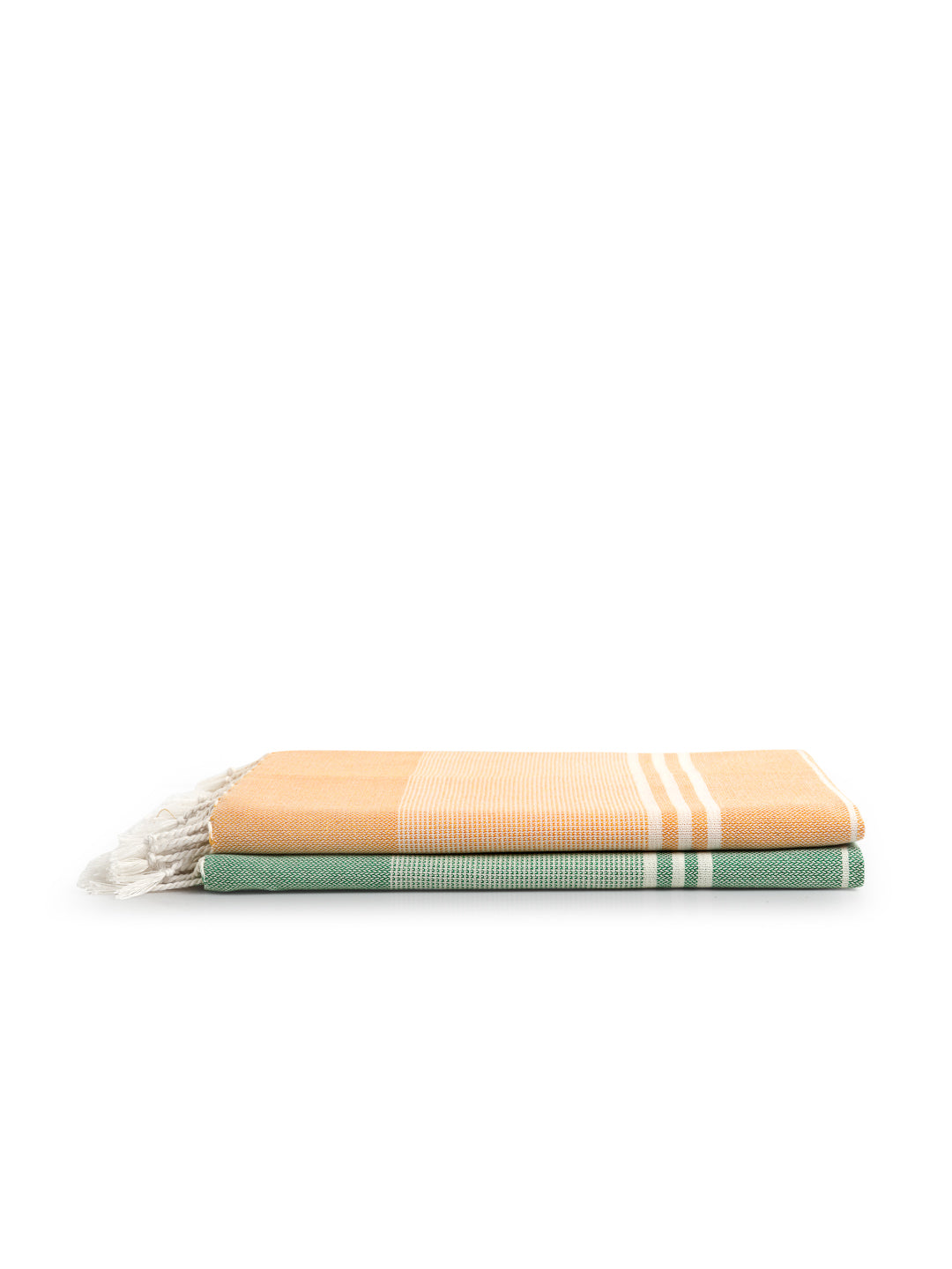 Arrabi Multi Stripes Handwoven Cotton Bath Towel (Set of 2) (150 x 75 cm)