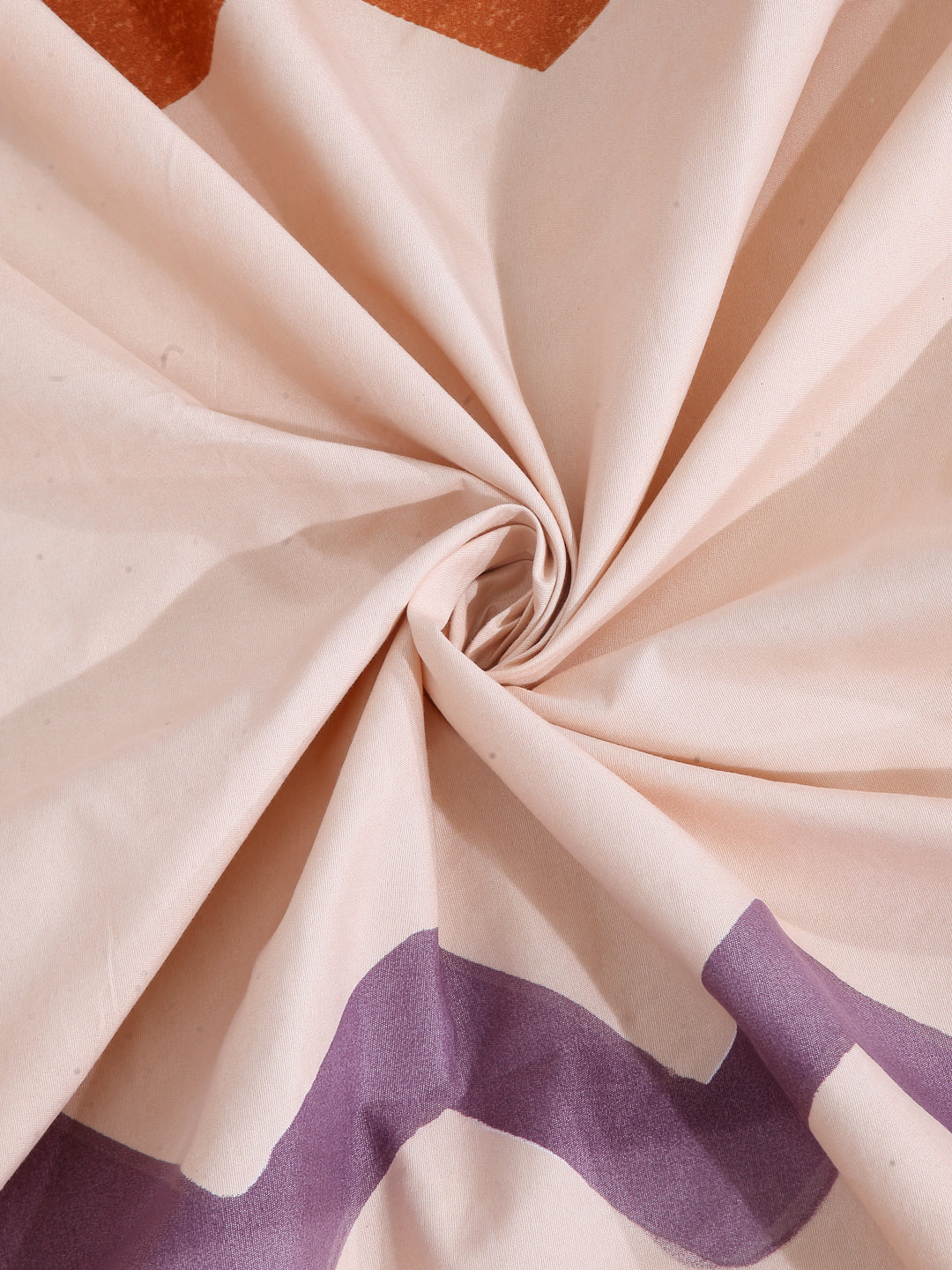 Arrabi Brown Geometric TC Cotton Blend Single Size Fitted Bedsheet with 1 Pillow Cover (220 X 150 cm)