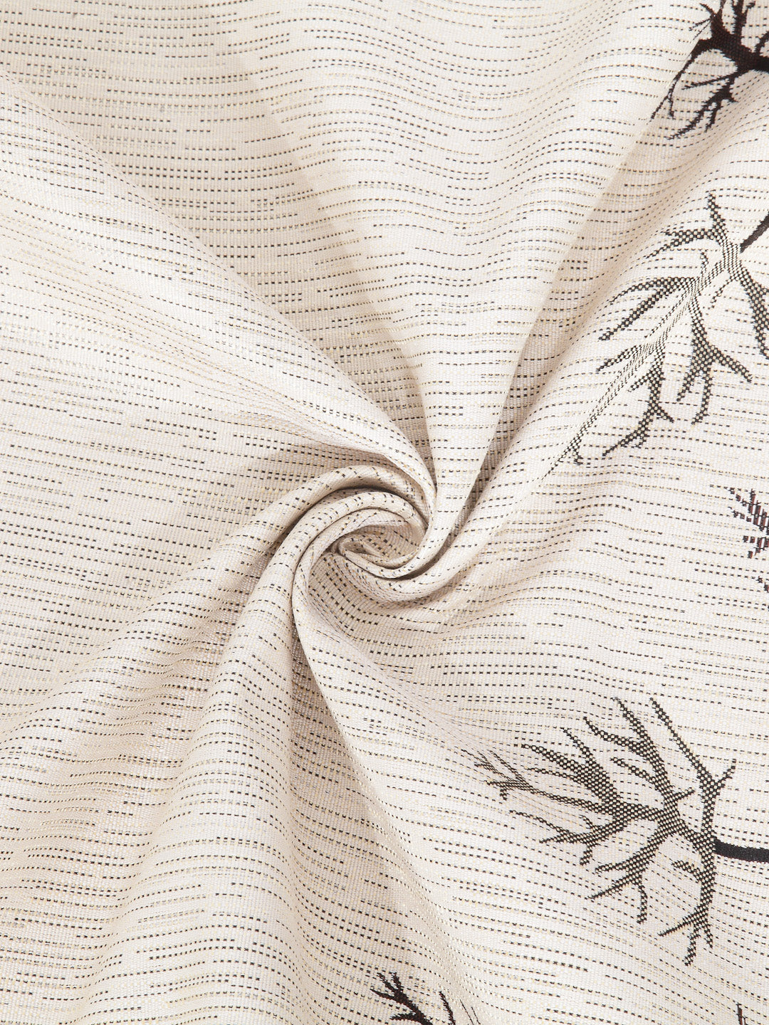 Arrabi Brown Leaf Print TC Cotton Blend Set of 2 Window Curtains (215 X 120 cm)